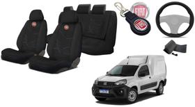 Kit Proteção Capas Tecido Assentos Fiat Fiorino '14-'23 + Volante + Chaveiro - Detalhes Precisos