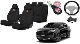 Kit Proteção Capas Tecido Fiat '18-'23 + Volante + Chaveiro - Design Premium