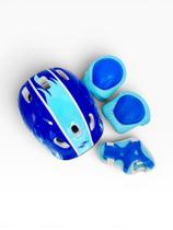 Kit Proteção e capacete Infantil Completo 7 peças - Azul