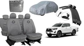 Kit proteção Hilux couro cinza + capa + limpador Kit proteção Hilux couro cinza + capa + limpador