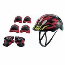Kit proteção infantil 7 pçs capacete Zippy Preto/Vermelho