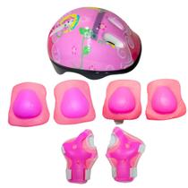 Kit Proteção Infantil 7 Peças Completo Para Esportes Radicais Rosa