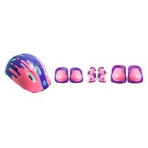 Kit Proteção Infantil 7 Peças Rosa e Lilás Capacete Segurança Crianças Joelheira Cotoveleira Luvas Esportes Bike Patins Kit Proteção Infantil 7 Peças Rosa e Lilás Capacete Segurança Crianças Joelheira Cotoveleira Luvas Esportes Bike Patins