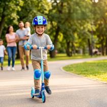 Kit Proteção Infantil Capacete Cotoveleira Joelheira Munhequeira Patins Skate Bicicleta 7 Pçs Azul Kit Proteção Infantil Capacete Cotoveleira Joelheira Munhequeira Patins Skate Bicicleta 7 Pçs Azul