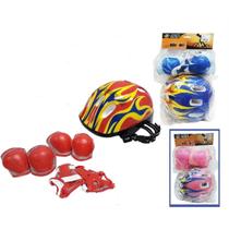 Kit Proteção Infantil - Capacete, Joelheira, Cotoveleira e Protetores Ajustáveis, 7 Peças para Ciclismo, Bike, Patins e