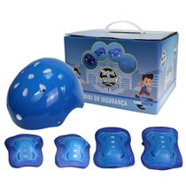 Kit Proteção Infantil Juvenil Com Capacete E Joelheira Azul