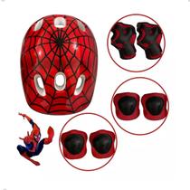 Kit Proteção Infantil Monster Capacete Joelheira Cotoveleira Munhequeira Skate Bike Patins Patinete Criança