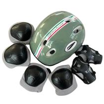 Kit Proteção Infantil Monster Capacete Joelheira Cotoveleira Munhequeira Skate Bike Patins Patinete Criança