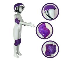 Kit Proteção Infantil Para Esportes Radicais Violeta Completo Com Capacete Cotoveleiras Joelheiras Unitoys