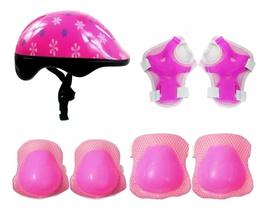 Kit Proteção Infantil Patins Skate Bicicleta Roller Rosa