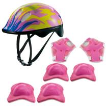 Kit proteção kids capacete cotoveleira munhequeira joelheira