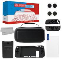 Kit Proteção Nintendo Switch 10 em 1 Case Capa Película Grips Preto