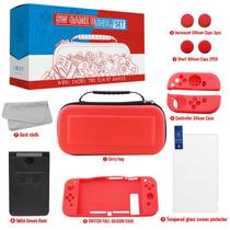 Kit Proteção Nintendo Switch 10 em 1 Case Capa Película Grips Vermelho - TechBrasil