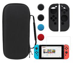 Kit Proteção Para Nintendo Switch 7 em 1 - Case Capa Película Grips Caps
