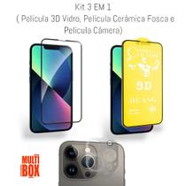 Kit Proteção Película Cerâmica Fosca + Película de Câmera + Película 3D de Vidro Para Iphone 13 PRO