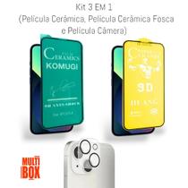 Kit Proteção Película Cerâmica + Película Cerâmica Fosca + Película Câmera Para Iphone 13