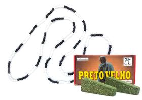 Kit Proteção Preto Velho Guia miçanga Defumador Preto Velho