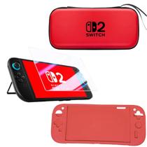 Kit Proteção Switch 2 Case Transporte Capa Silicone Película