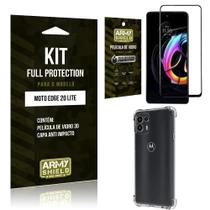 Kit Proteção Total Moto Edge 20 Lite com Capinha Anti Shock e Película de Vidro 3D ArmyShield