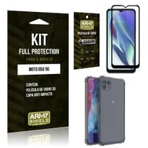 Kit Proteção Total Moto G50 5g com Capinha Anti Shock e Película de Vidro 3D ArmyShield