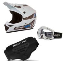 Kit Proteção Trilha Capacete + Óculos + Cinta Pro Tork 3 Itens