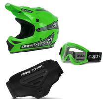 Kit Proteção Trilha Capacete + Óculos + Cinta Pro Tork 3 Itens