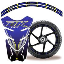 kit Protetor Adesivo Tanque E Aro Moto Haojue Dk 150 Azul kit Protetor Adesivo Tanque E Aro Moto Haojue Dk 150 Azul