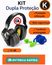 Kit Protetor Auricular Abafador Tipo Concha 21dB Ledan EPI Proteção Auditiva Profissional para Ruído Alto Indústria Construção
