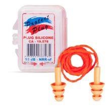 Kit Protetor Auricular Auditivo com cordão Protect Plug De Silicone 15db com 10 unidades Kit Protetor Auricular Auditivo com cordão Protect Plug De Silicone 15db com 10 unidades