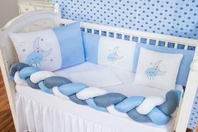 Kit Protetor Berço Alto Padrão Nacional Americano Menino Céu Nuvem Lua Azul