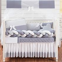 Kit Protetor Berço Americano 11 Peças Imperial Doce Cinza