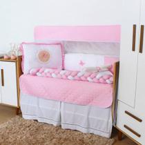 Kit Protetor Berço com Trança Americano Bordado Menino Menina 10 Peças