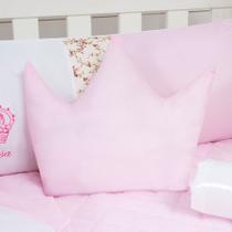 Kit Protetor Berço Coroa Rosa 11 Peças Enxoval Menina Kit Protetor Berço Coroa Rosa 11 Peças Enxoval Menina