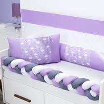 Kit Protetor Berço Normal 6 peças Céu Lua Nuvem Lilás Menina