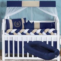 Kit Protetor Berço Normal com Ninho Redutor para Bebê Normal Coroa Realeza