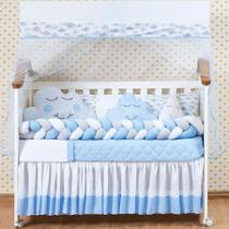 Kit Protetor Berço Nuvem Trança Rosa Menina 11 Peças Kit Protetor Berço Nuvem Trança Rosa Menina 11 Peças