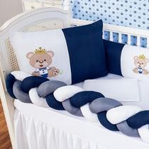 Kit Protetor Berço Padrão Americano Ursinho Balão Azul 6 Pçs Kit Protetor Berço Padrão Americano Ursinho Balão Azul 6 Pçs