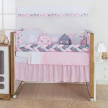 Kit Protetor Berço Trança Chuva De Amor Menina 12 Peças Kit Protetor Berço Trança Chuva De Amor Menina 12 Peças