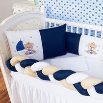 Kit Protetor Berço Trança Completo 6 peças Ursinho Lua Principe Vários Modelos