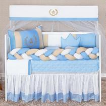 Kit Protetor Berço Trança Coroa ul Chuva De Amor Menino 11