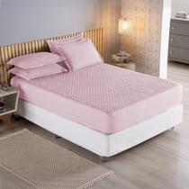 Kit Protetor Capa De Colchão Cama Casal Padrão 3 Peças 170 Fios com ElásticoTecido Liso Matelado Porta Travesseiro Debrum