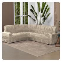 Kit Protetor Capa De Sofá Canto 6Lugares Elasticada Palha Kit Protetor Capa De Sofá Canto 6Lugares Elasticada Palha