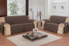 Kit protetor capa de sofá conjunto para 2 e 3 lugares Com Porta Objetos Controles Lavável Proteção Contra Sujeiras e Manchas