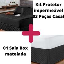 Kit Protetor Colchão Casal + 2 Capa Travesseiro Impermeável