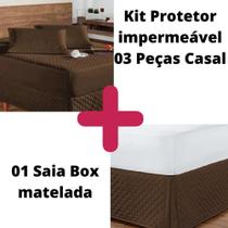 Kit Protetor Colchão Casal + 2 Capa Travesseiro Impermeável