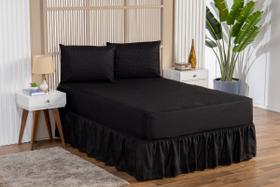 Kit Protetor Colchão E Travesseiro Impermeável Casal + Saia