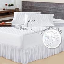 Kit Protetor Colchão E Travesseiro Impermeável Queen + Saia - Angel Distribuidora