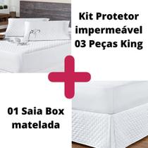 Kit Protetor Colchão King + 2 Capa Travesseiro Impermeável +