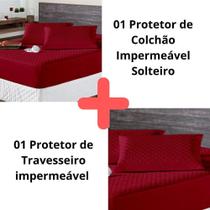 Kit Protetor Colchão Solteiro + Capa Travesseiro Impermeável