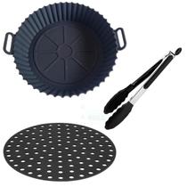 Kit Protetor de Air Fryer Cesto + Tapete + Pegador Silicone Cozinha Fritadeira Culinário Forma Protetor Utensílio Airfry